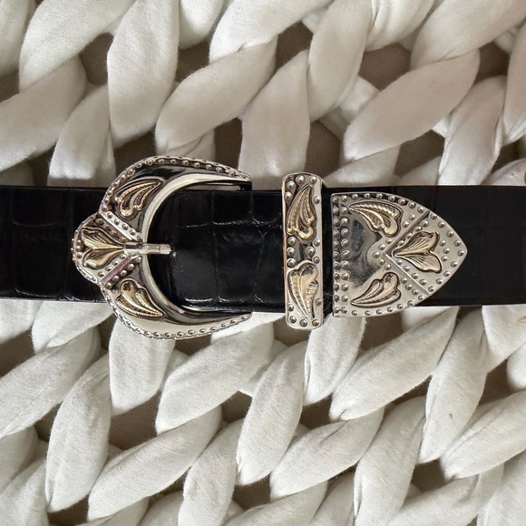 NWOT Maje Black Western Leather Belt-XXS-XS - Picture 4 of 6